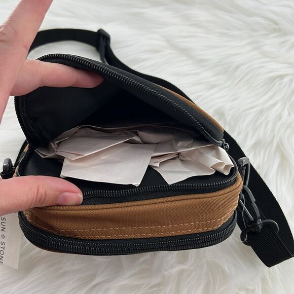 Sun + Stone Men's Crossbody Bag - Tan/Black - One Size - New with tags - Picture 3 of 4